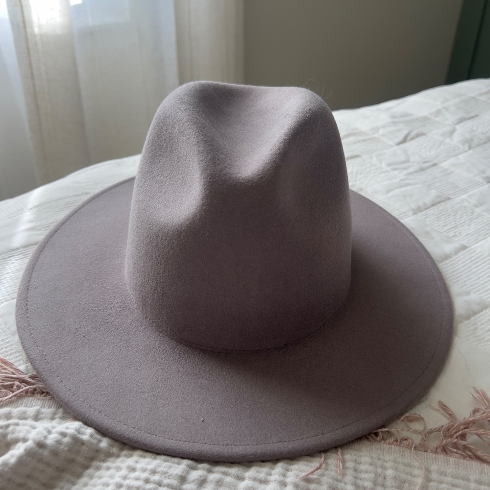 Gigi Pip Taupe Wool Felt Wide Brim Hat w/‎ Braided Band - Picture 4 of 12